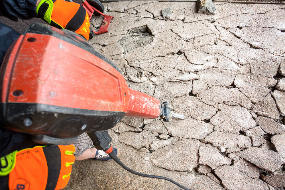 jackhammer concrete demo