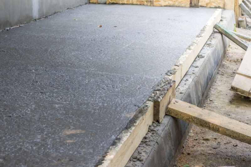 newly poured slab foundation